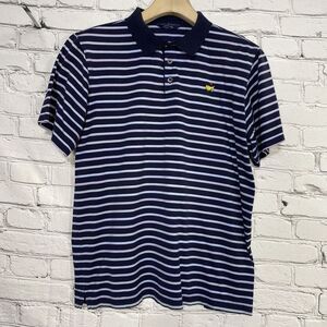 MASTERS Clubhouse Collection Golf Polo Made In Italy Mens Size L Blue Striped